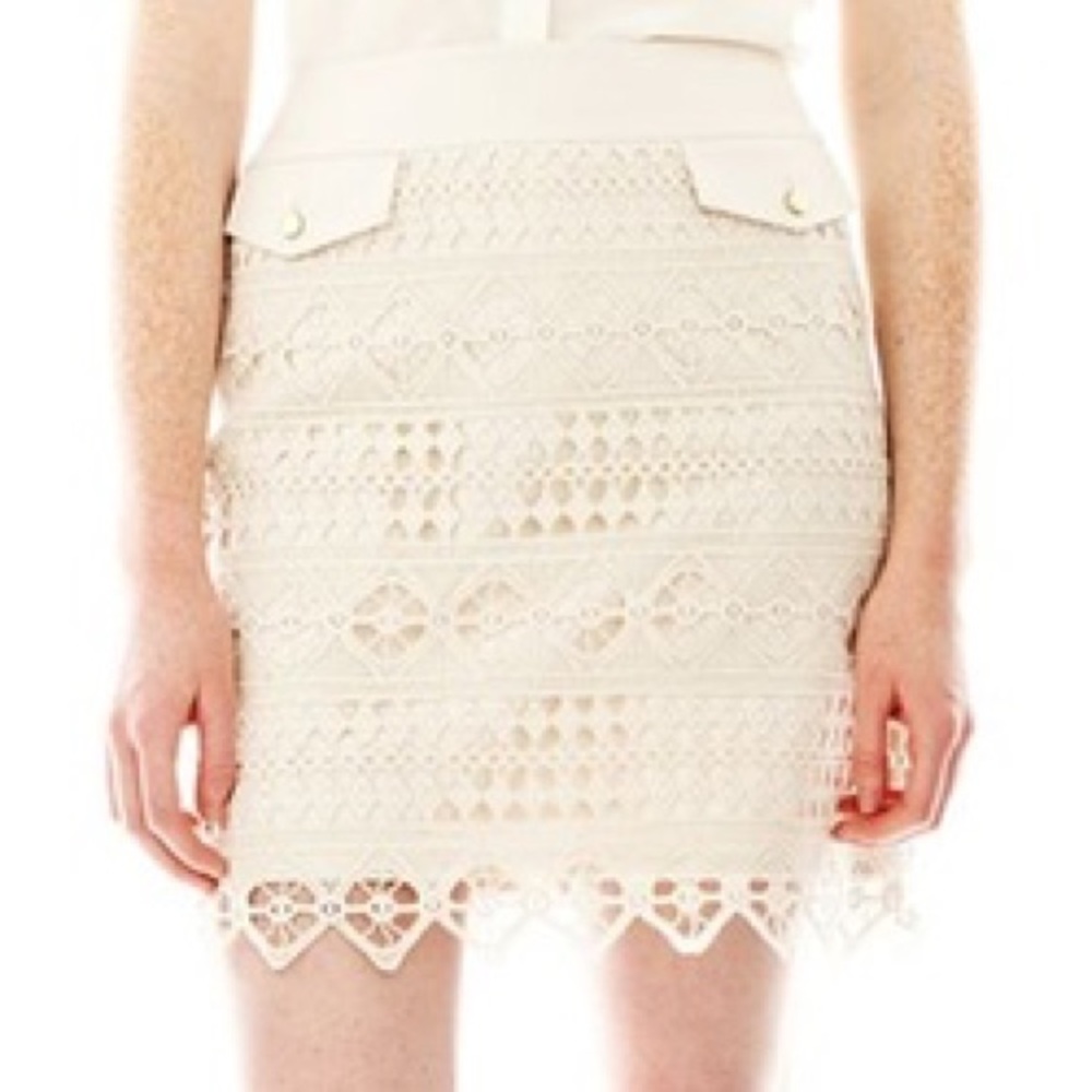 Joe Fresh cream crochet pencil skirt